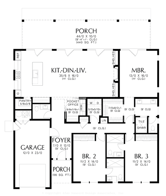 Main Floor Plan image for Mascord Maple Drive-Delightful Farmhouse Plan-Main Floor Plan