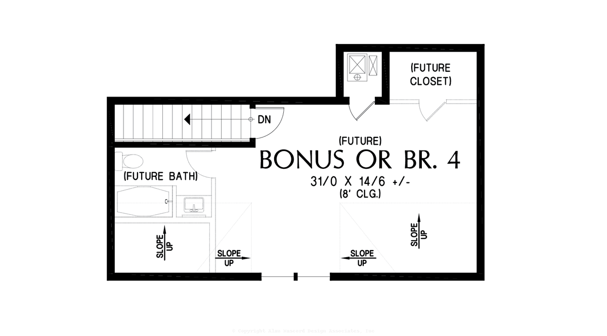 Upper Floor Plan image for Mascord Sutton Bank-Wonderful Farmhouse Plan with Great Amenities-Upper Floor Plan