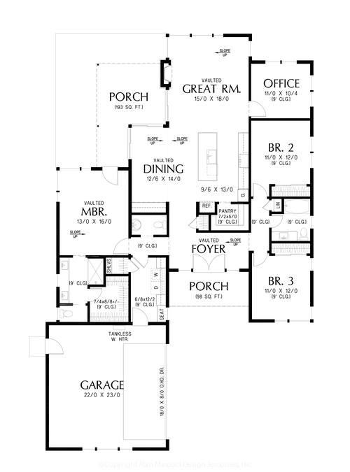 Main Floor Plan image for Mascord Ridgeline-Contemporary Style, Effortless Single-Level Living-Main Floor Plan