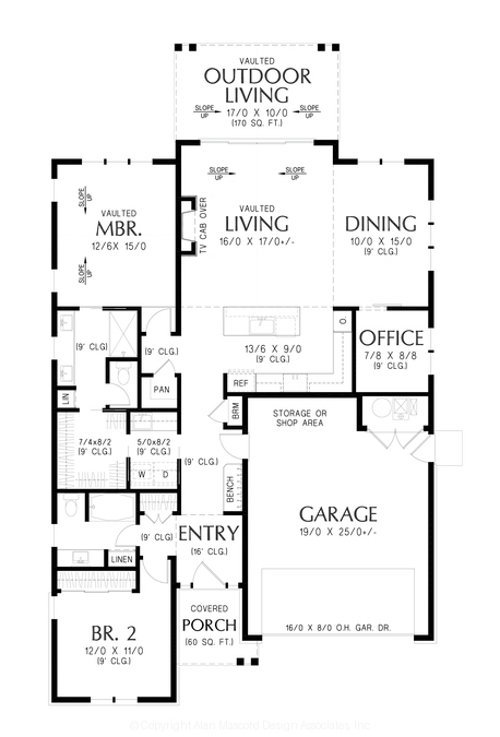 Main Floor Plan image for Mascord Willow Glen-Elegant Suburban Farmhouse Plan-Main Floor Plan