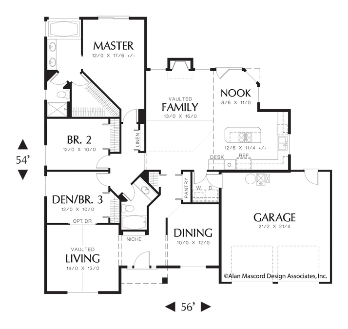 Main Floor Plan image for Mascord Parson-Traditional Plan with Formal and Casual Spaces-Main Floor Plan