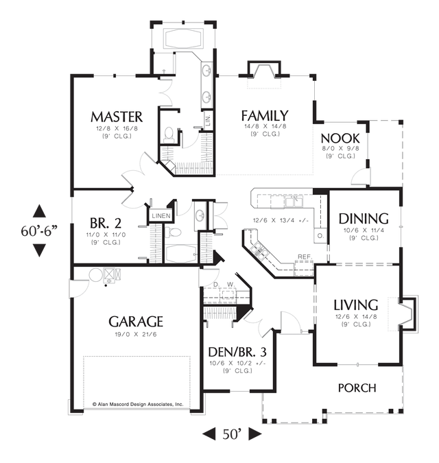 Main Floor Plan image for Mascord Medora-Flexible and Traditional House Plan-Main Floor Plan