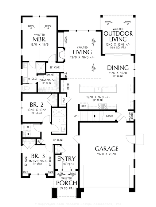 Main Floor Plan image for Mascord Brooklyn-Timeless Classic with Elegant Contemporary Styling-Main Floor Plan