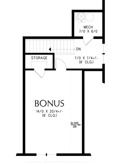 Upper Floor Plan image for Mascord Iveson-Compact Farmhouse for Urban Lots-Upper Floor Plan