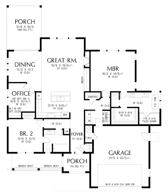 Main Floor Plan image for Mascord Franklin-A Warm Modern Farmhouse Made for Everyday Living-Main Floor Plan