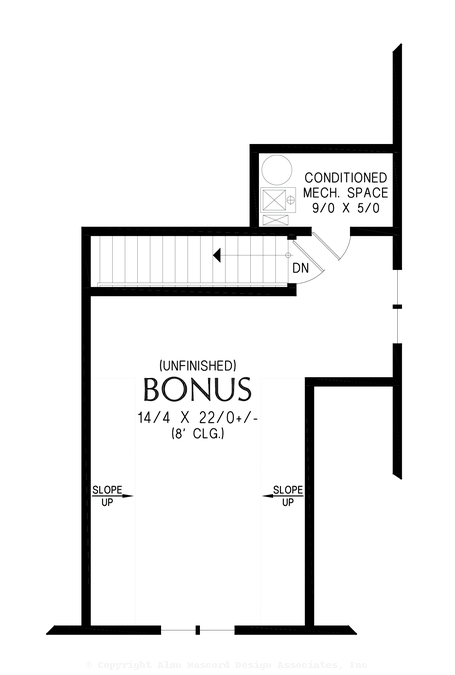 Upper Floor Plan image for Mascord Miller Creek-Farmhouse Cottage-Upper Floor Plan