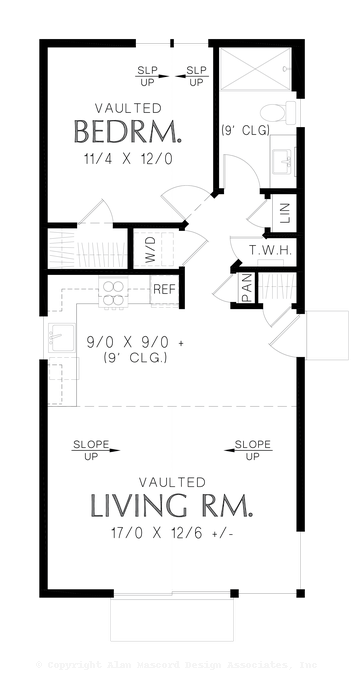 Main Floor Plan image for Mascord Tumbleweed Cottage-Great ADU Guest Suite plan-Main Floor Plan