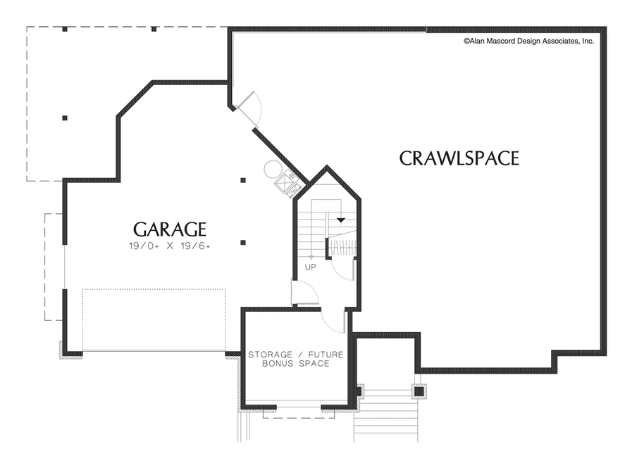 Lower Floor Plan image for Mascord Janesville-Traditional Plan with U-shaped Staircase and Skylight-Lower Floor Plan