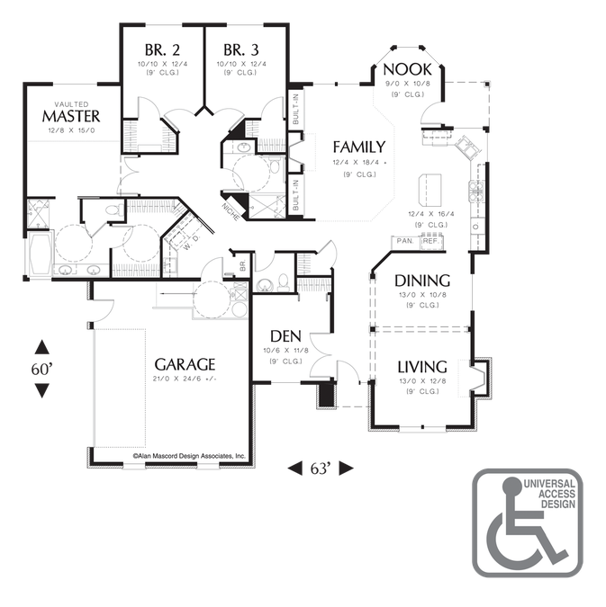 Main Floor Plan image for Mascord Karlstad-Universal Plan with Side Loading Garage-Main Floor Plan