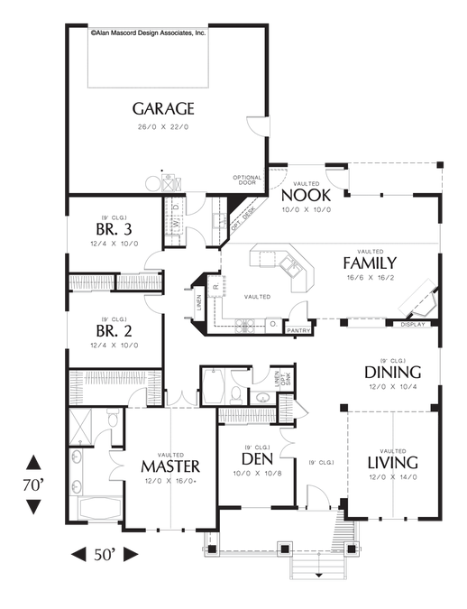 Main Floor Plan image for Mascord Preston-Comfortable and Stylish 3 Bedroom Home Plan-Main Floor Plan