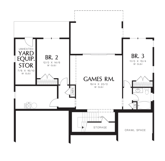 Lower Floor Plan image for Mascord Linden-Traditional Design, Contemporary Elegance-Lower Floor Plan