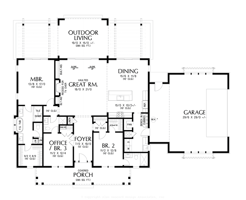 Main Floor Plan image for Mascord Cherry Park-Simple Footprint and Extensive Porches-Main Floor Plan