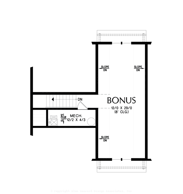 Upper Floor Plan image for Mascord Marcus-Spacious Farmhouse with Great Outdoor Living Space-Upper Floor Plan