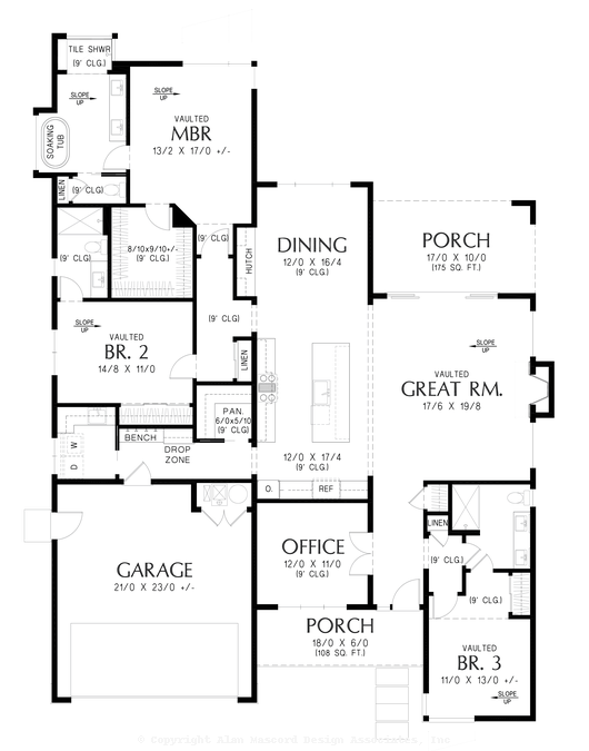 Main Floor Plan image for Mascord Copperhead-Beauty and Serenity in a Modern Sanctuary-Main Floor Plan