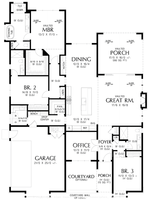 Main Floor Plan image for Mascord Lindon-Contemporary Farmhouse with Modern Transitional Influences-Main Floor Plan