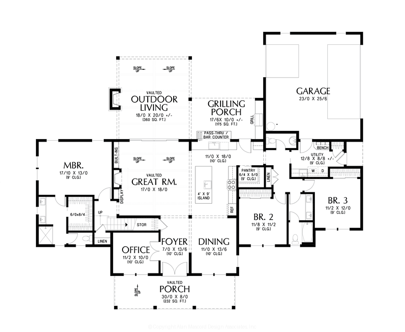 Main Floor Plan image for Mascord Ripondon-Modern Farmouse with 3 bedrooms and 2 1/2 baths-Main Floor Plan