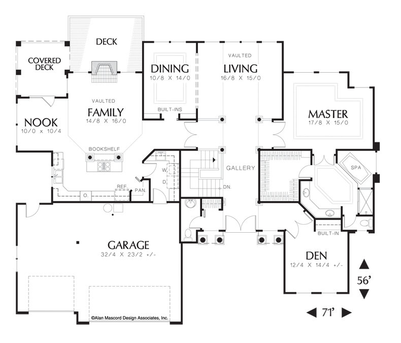 Main Floor Plan image for Mascord Carenco-European Plan with Dramatic Rooflines-Main Floor Plan