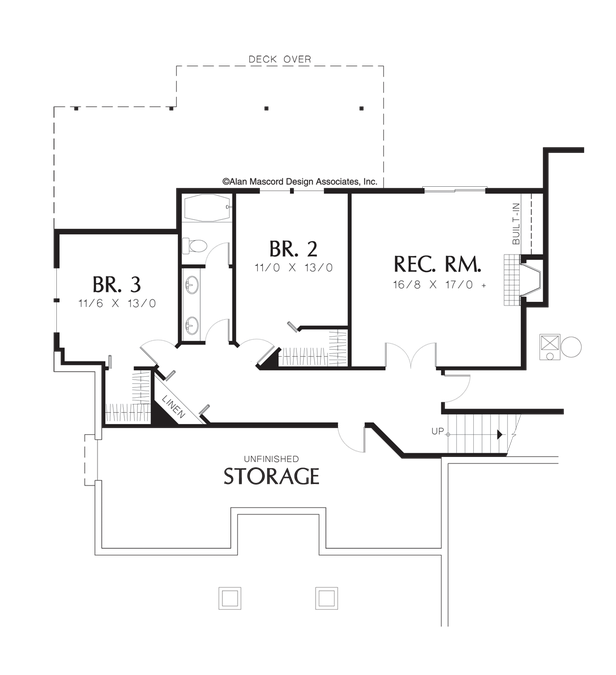 Lower Floor Plan image for Mascord Baldwin-Efficient Traditional Plan with 3 Fireplaces-Lower Floor Plan