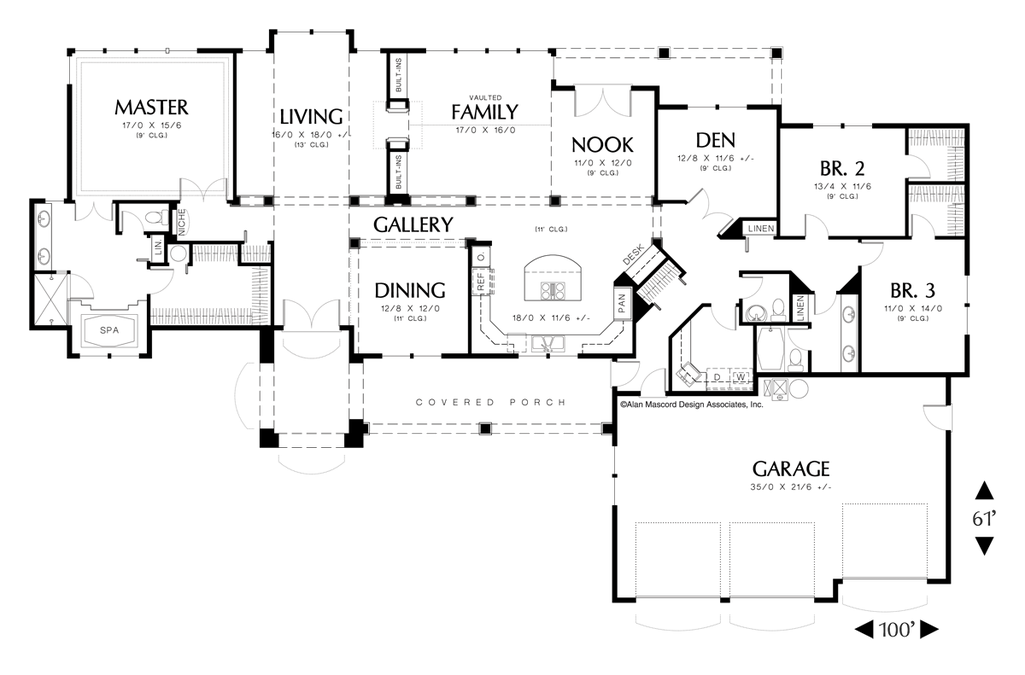 Main Floor Plan image for Mascord Grayson-European Plan with Grand Entry and Arched Portico-Main Floor Plan