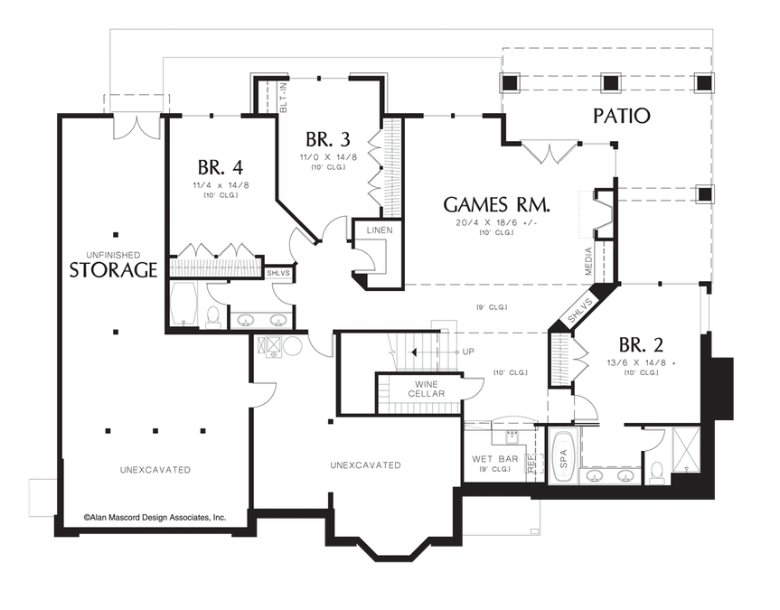Lower Floor Plan image for Mascord Jennings-Great Room Plan with Many Built-ins-Lower Floor Plan