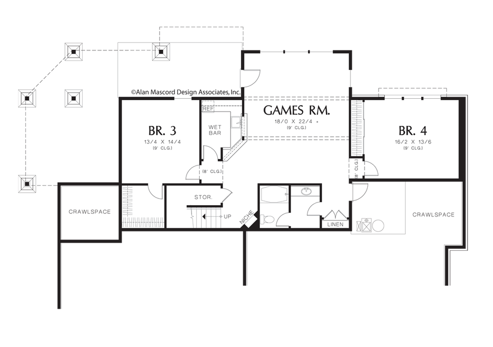 Lower Floor Plan image for Mascord Mensing-Traditional Plan with Outdoor Patio-Lower Floor Plan