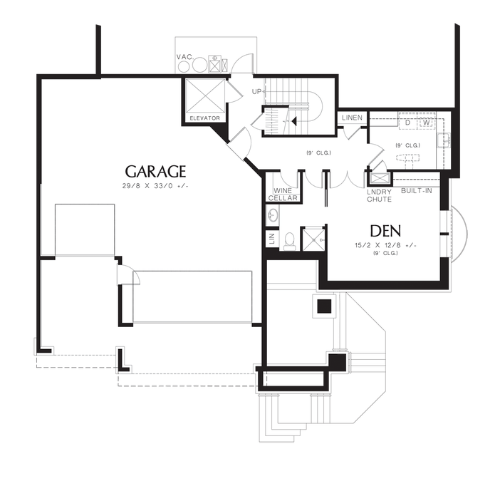 Lower Floor Plan image for Mascord Gibson-Perfect Sloping Lot Plan for Front Facing Views-Lower Floor Plan