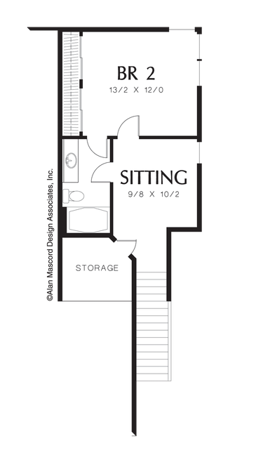 Upper Floor Plan image for Mascord Richmond-European Cottage Plan Perfect for Working from Home-Upper Floor Plan