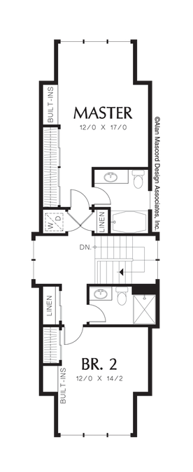 Upper Floor Plan image for Mascord Blairstown-Open Plan for Very Narrow Lot-Upper Floor Plan