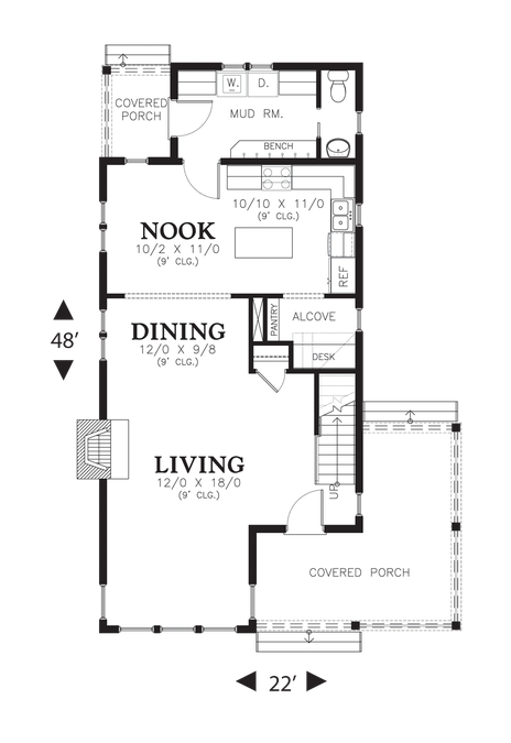 Main Floor Plan image for Mascord Sullivan-Charming Coastal Layout-Main Floor Plan