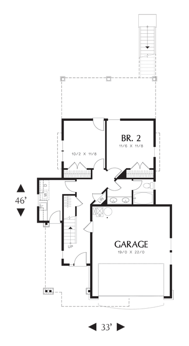 Main Floor Plan image for Mascord Willowdale-Great Layout for Narrow or Corner Lots-Main Floor Plan