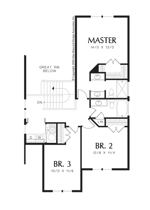 Upper Floor Plan image for Mascord Sunnycrest-A Charming Cottage with Plenty of Curb Appeal-Upper Floor Plan