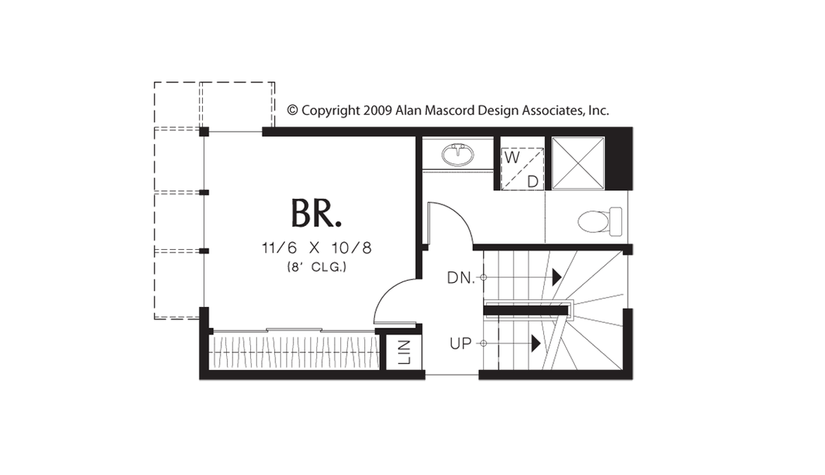 Upper Floor Plan image for Mascord Lexington-A Fun, Unique Home for Vacationers or Micro Living-Upper Floor Plan