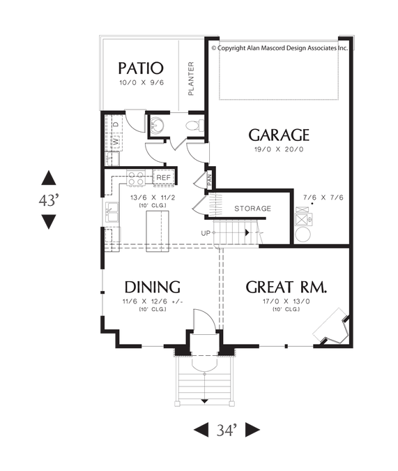 Main Floor Plan image for Mascord Hilldale-So Many Well Designed Spaces in a Compact Package  -Main Floor Plan