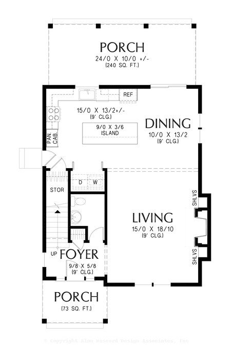 Main Floor Plan image for Mascord Demmert-Farmhouse ideal for Infill or Urban Lots-Main Floor Plan