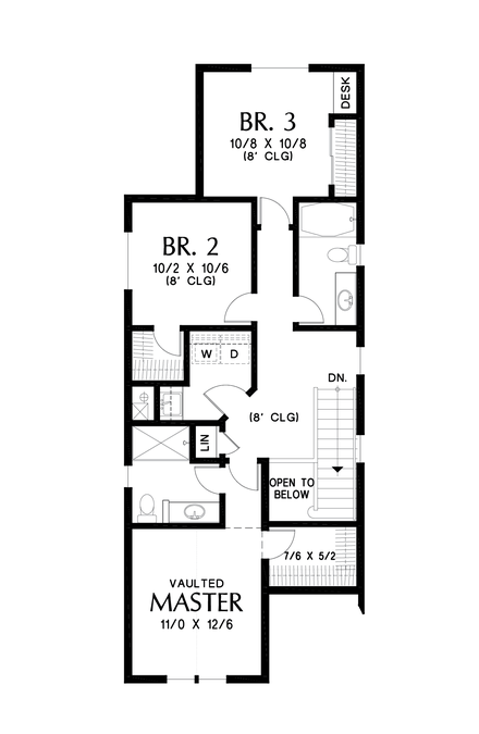 Upper Floor Plan image for Mascord Walterboro-A Family Friendly Home for Life in the Suburbs-Upper Floor Plan