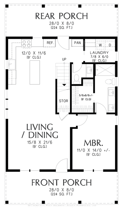 Main Floor Plan image for Mascord Maybach-Compact Footprint with Garage Options-Main Floor Plan