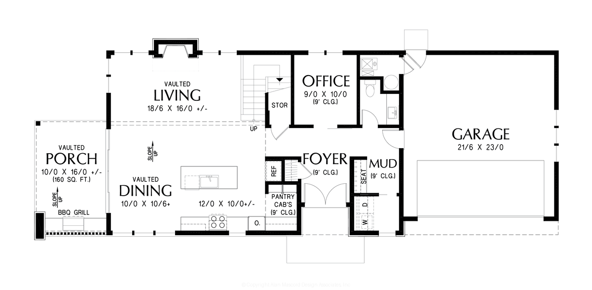 Main Floor Plan image for Mascord Nevada-Vaulted Living, Loftspace, and great outdoor BBQ area-Main Floor Plan