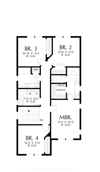Upper Floor Plan image for Mascord Holyfield-Suburban Modern Farmhouse with great layout-Upper Floor Plan