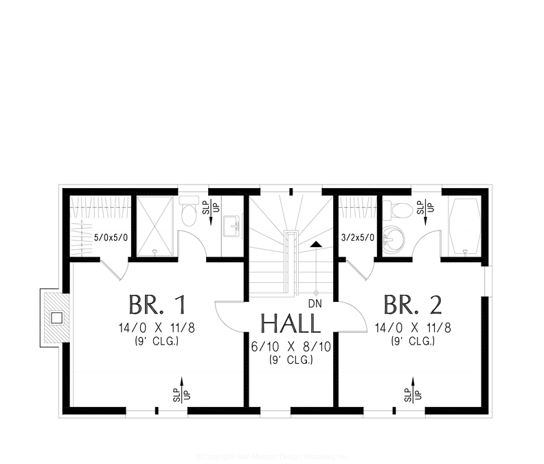 Upper Floor Plan image for Mascord Rosemont-A Timeless Retreat Designed for Cozy Living-Upper Floor Plan