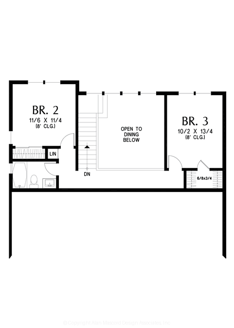 Upper Floor Plan image for Mascord Nordic Gable-A Masterclass in Scandinavian Design and Indoor-Outdoor Living-Upper Floor Plan