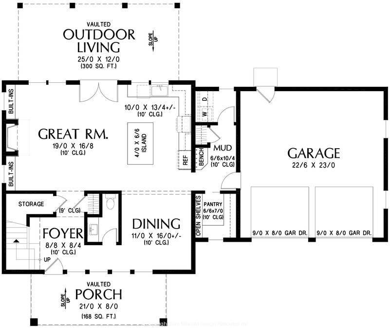 Main Floor Plan image for Mascord Hawthorne Ridge-Classic farmhouse charm meets bright, easygoing family living-Main Floor Plan