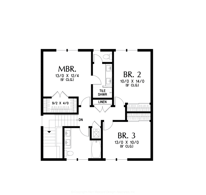 Upper Floor Plan image for Mascord Hawthorne Ridge-Classic farmhouse charm meets bright, easygoing family living-Upper Floor Plan