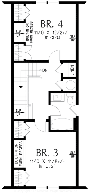 Upper Floor Plan image for Mascord Stonefield-Modern Farmhouse Charm in a Thoughtfully Efficient Design-Upper Floor Plan