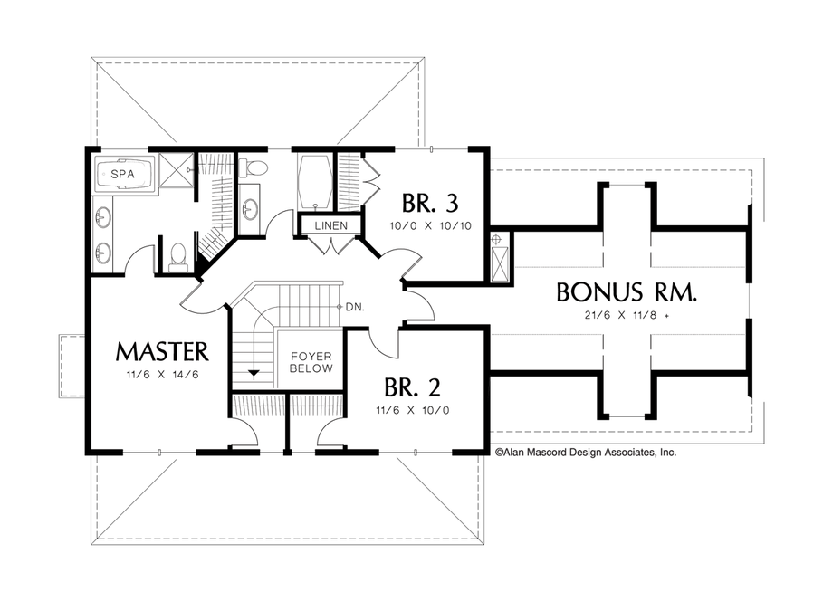 Upper Floor Plan image for Mascord Mitchell-Charming and Compact Colonial Home Plan-Upper Floor Plan