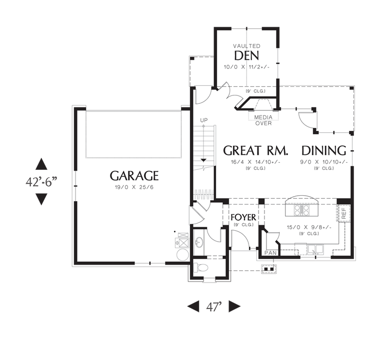 Main Floor Plan image for Mascord Bailey-Gorgeous Kitchen, large Master Suite-Main Floor Plan