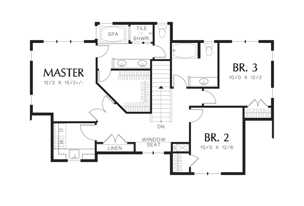 Upper Floor Plan image for Mascord Watts-Open Great Room and Kitchen Layout-Upper Floor Plan
