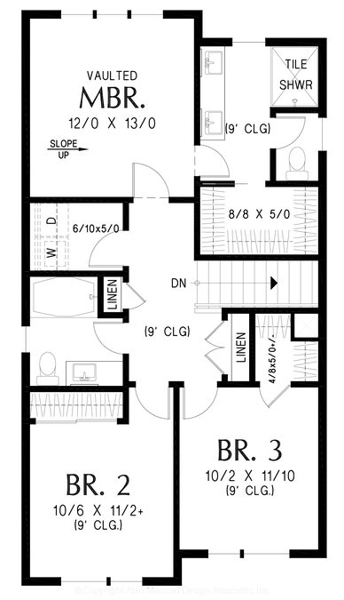 Upper Floor Plan image for Mascord Merryfield-Contemporary Design with Outdoor Living Space-Upper Floor Plan