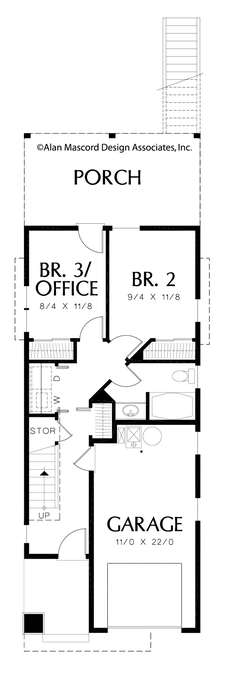 Main Floor Plan image for Mascord Overbeck-Craftsman Plan with Several Built-ins to Save Space-Main Floor Plan