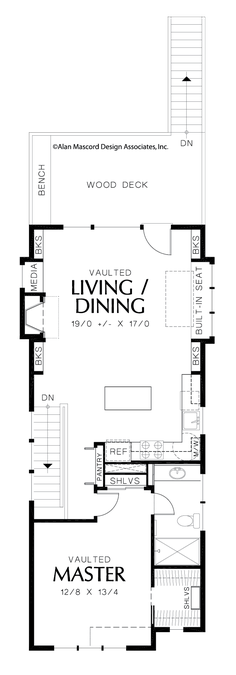 Upper Floor Plan image for Mascord Overbeck-Craftsman Plan with Several Built-ins to Save Space-Upper Floor Plan