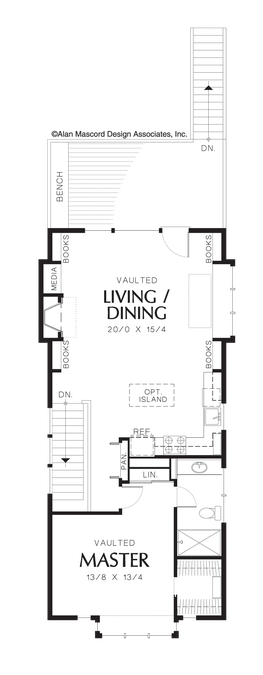 Upper Floor Plan image for Mascord Jamieson-Reverse Living for a Flat, Narrow Lot-Upper Floor Plan